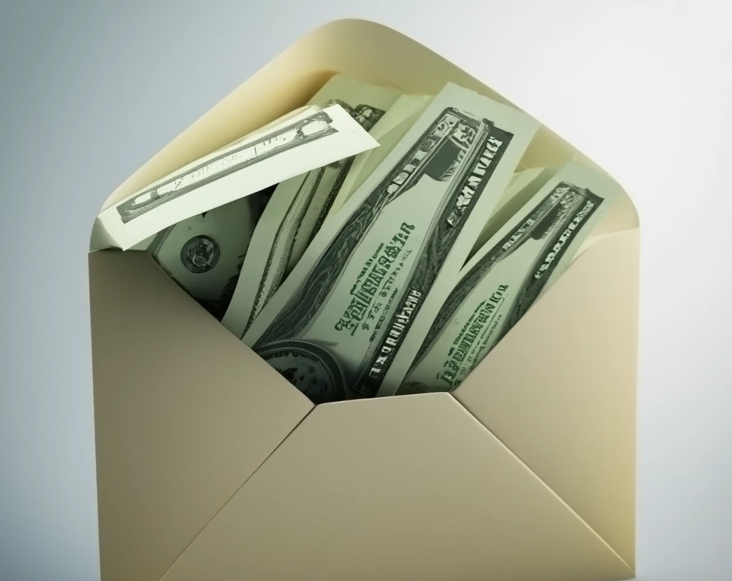  cash in an envelope