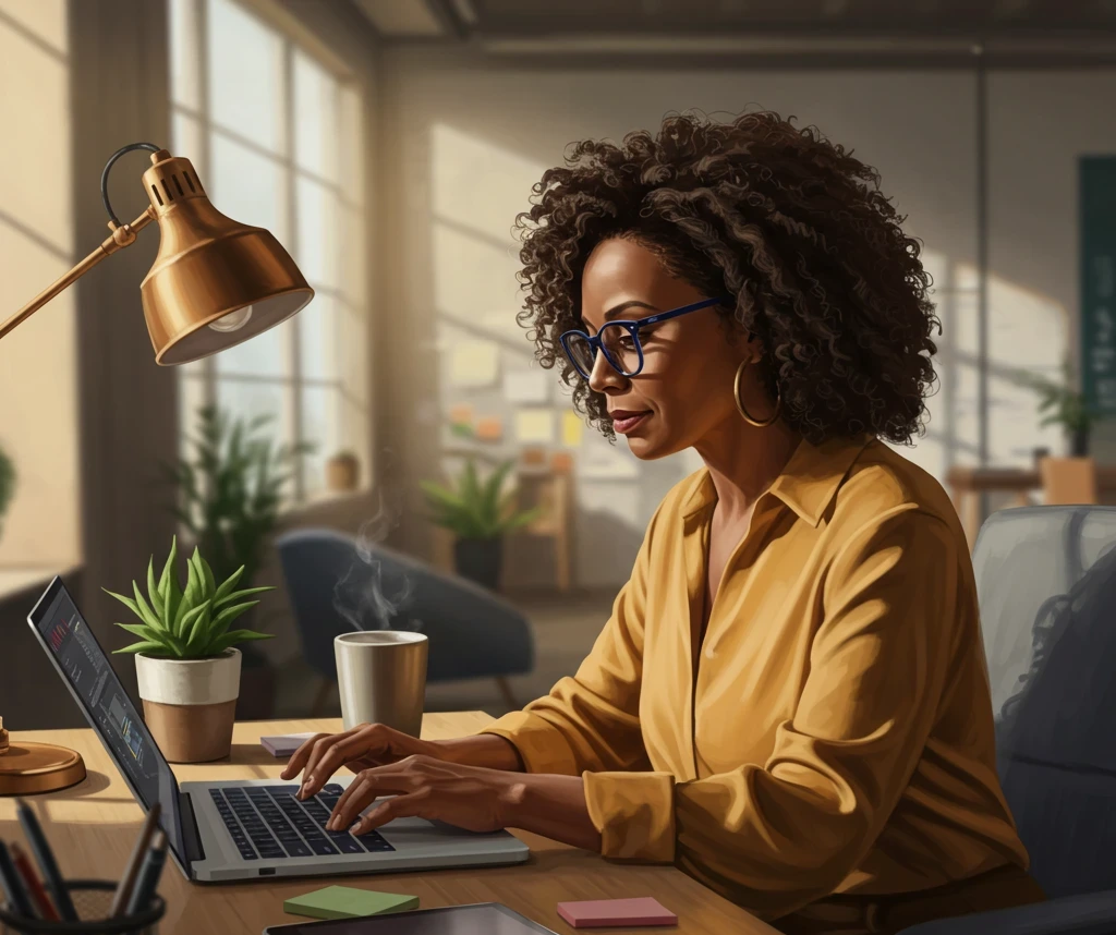 middle age brown skin black woman software engineer