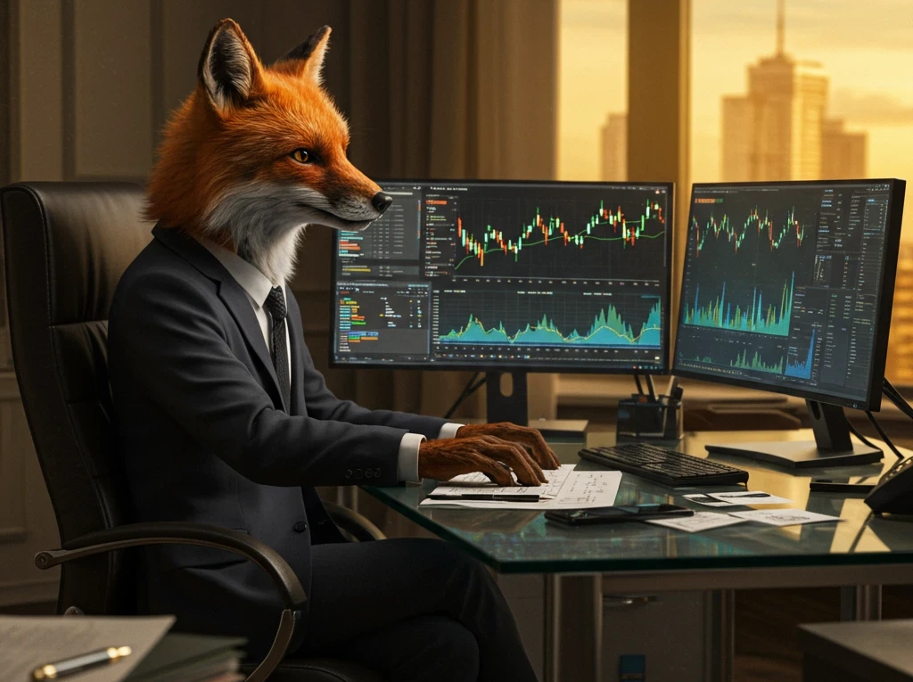 craiyon 110313 professional fox stock trader with multiple screens king